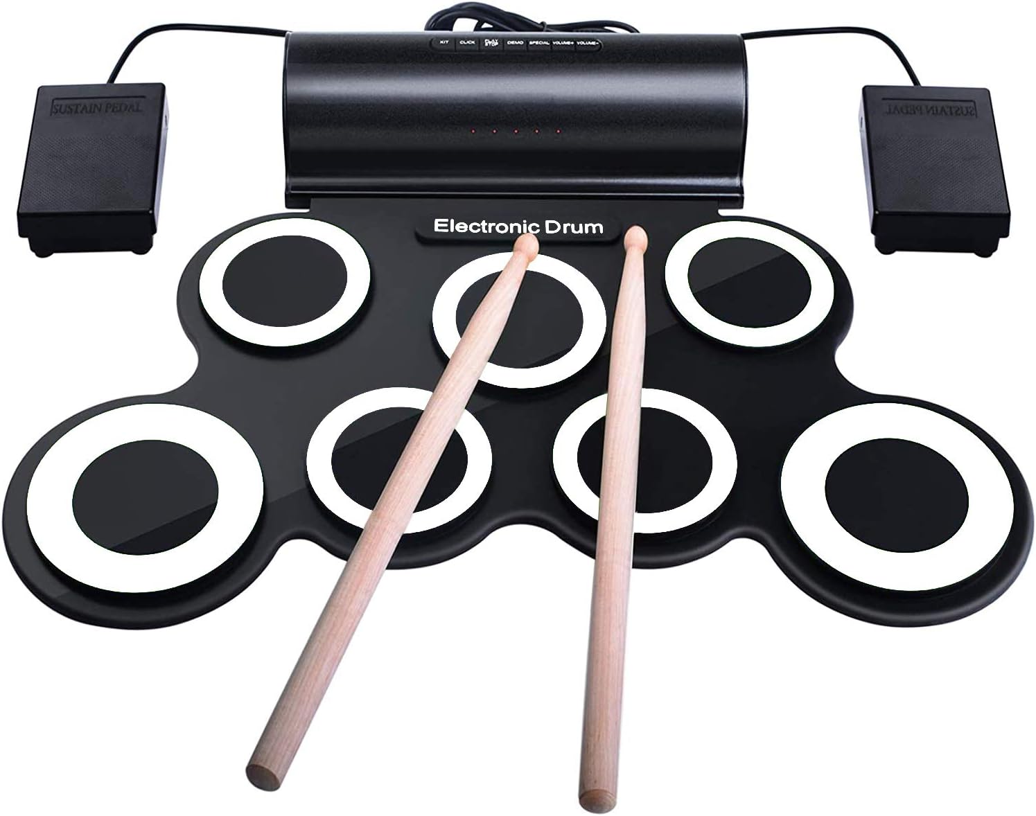Amazon.co.jp iWord Electronic Drum, Portable Practice Pad, Builtin Speaker, 7 Drum Pads, 5