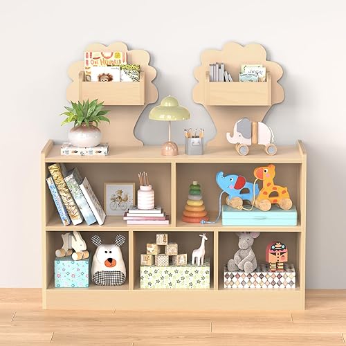 Miniatura 8 de Acenova Montessori Estante de almacenamiento de juguetes con 7 compartimentos, estantería Montessori de madera y almacenamiento de juguetes con