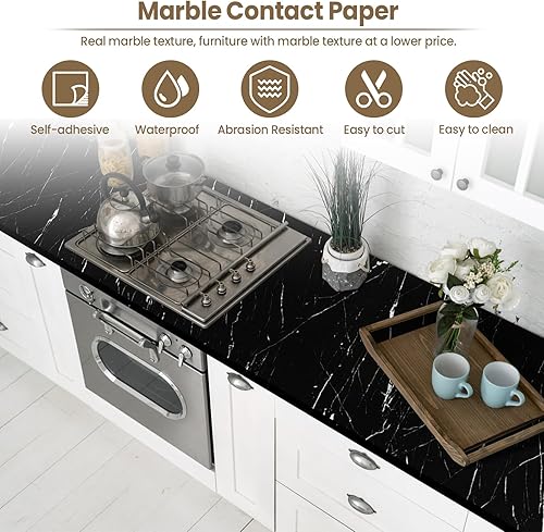 Miniatura 35 de practicalWs Papel tapiz de mármol para despegar y pegar de 15.7 x 236.2 pulgadas, papel de contacto de mármol para armarios y cajones, papel