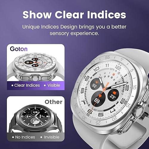 Miniatura 13 de Goton 3 en 1 para Samsung Galaxy Watch 6 Classic - Funda protectora de pantalla de 1.850 in, 3 protectores de pantalla de vidrio templado antivaho