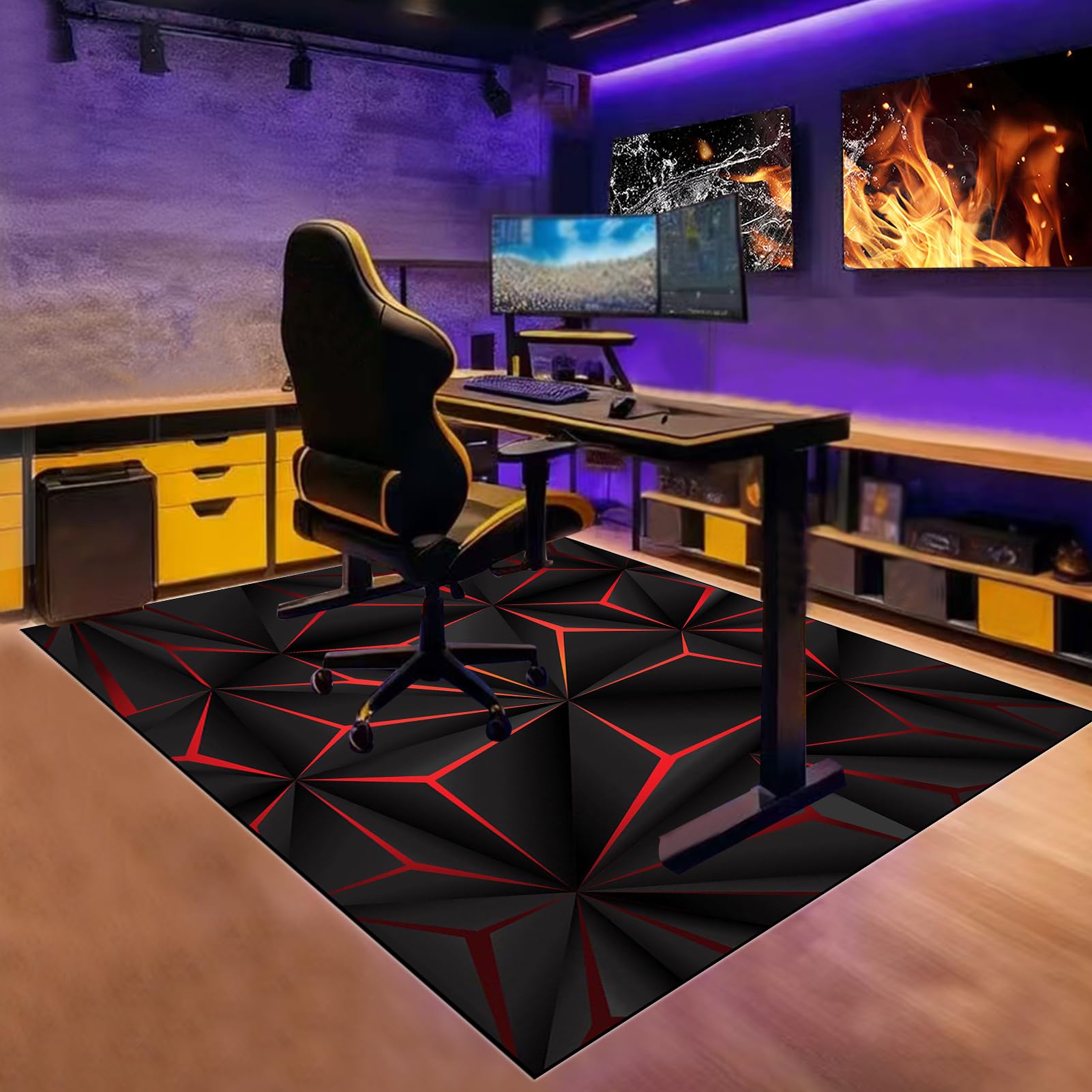 Tappeto per Sedia Gaming Tappeto Ufficio Salvapavimento Antiscivolo Tappeto per Sedia con Ruote Tappetino per Pavimenti Duri 80 x 120 cm Tappetino per Sedia da Gaming per Parquet e Pavimenti Duri