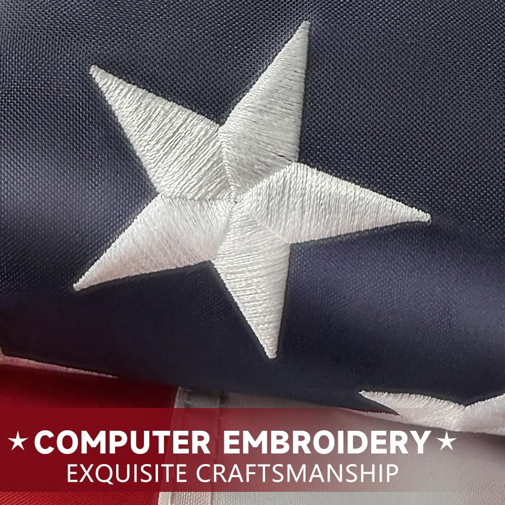 American Flag Heavy Duty American Flags for Outside with Embroidered Stars and Sewn Stripes US Flag with Brass Grommets Waterproof UV Resistant for High Wind All Weather (3x5 210D) - Image 2