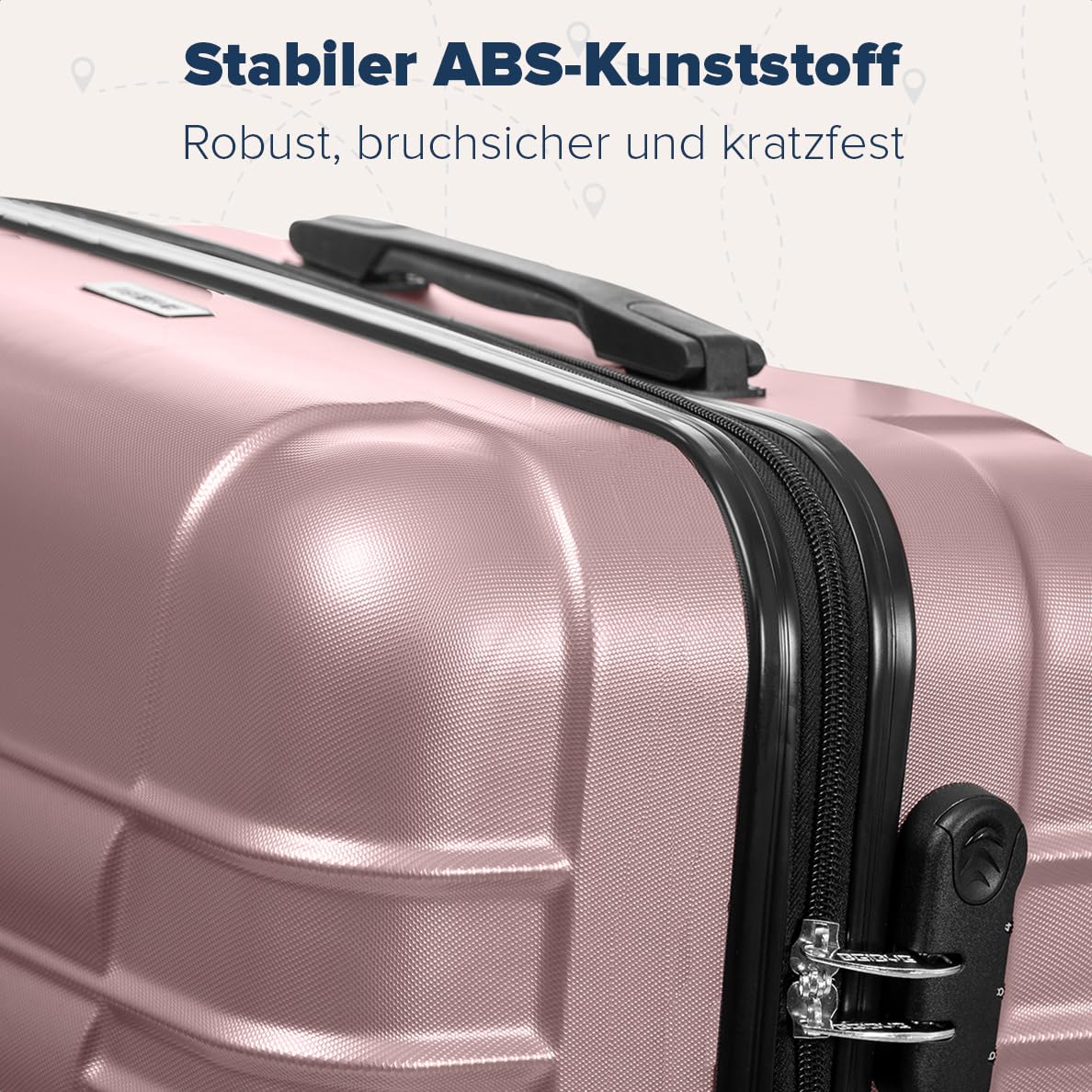 TRVLMORE Koffer Set - Kofferset 2 Teilig - Handgepäck Koffer und Hartschalenkoffer Groß - Reisekoffer mit Rollen Groß - Trolley Handgepäck - Handgepäck Trolley - Luggage - Rosa