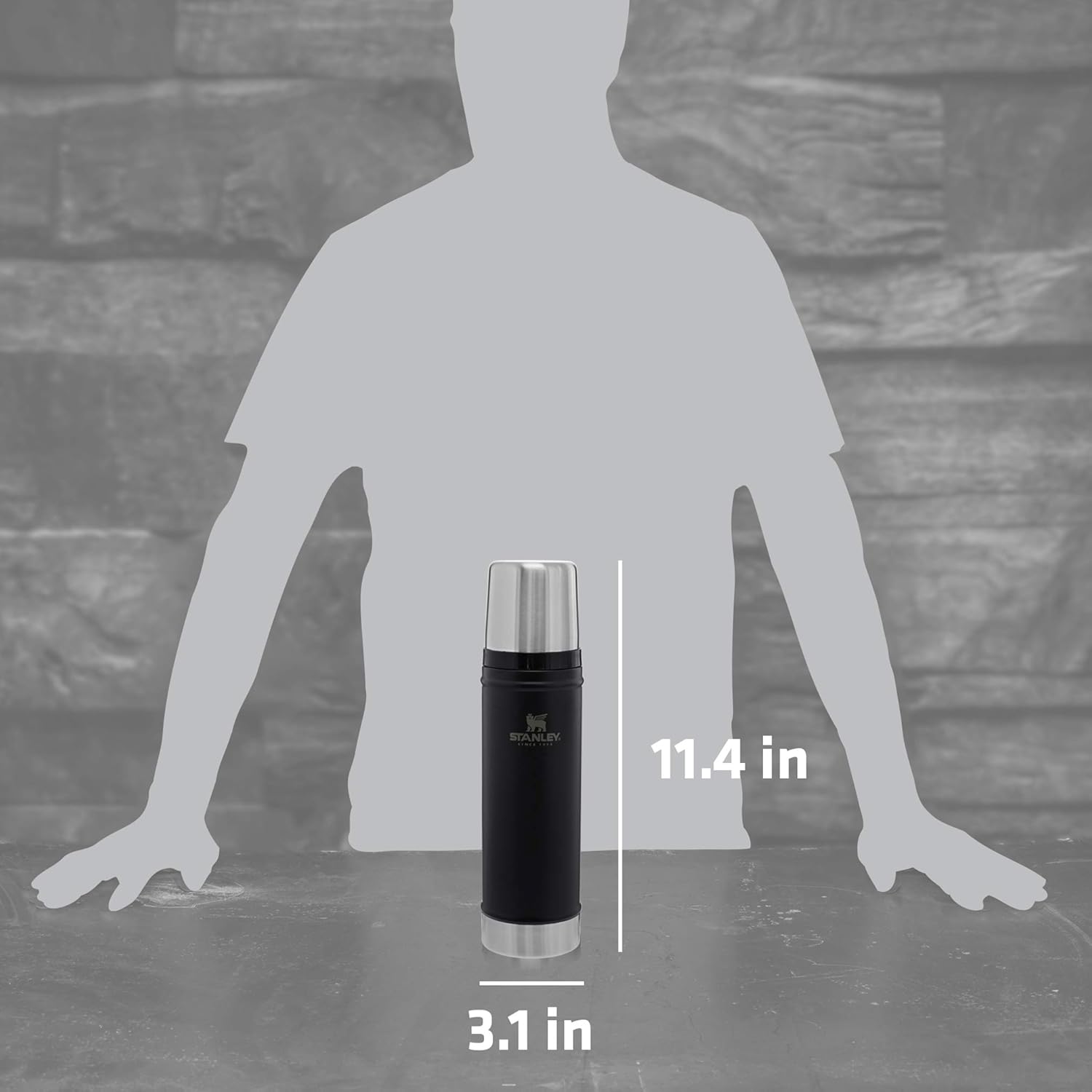 Stanley Classic Vacuum Insulated Wide Mouth Bottle - BPA-Free 18/8 Stainless Steel Thermos for Cold & Hot Beverages – Keeps Liquid Hot or Cold for Up to 24 Hours – Lifetime Warranty : Home & Kitchen