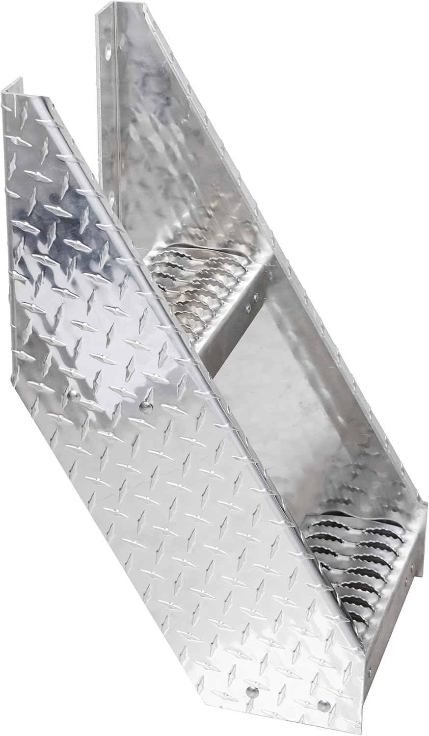 12 inch Wide Frame Step,Diamond Pattern Deck Wall,for Class 8 Trucks Silver