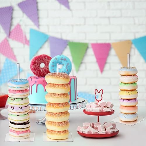 Miniatura 4 de Soporte de acrílico para donas, paquete de 4 unidades, soporte transparente para bagel, soporte de torre de donas, soporte de exhibición de donas