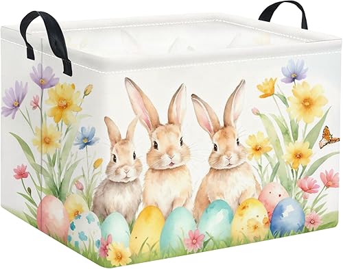 Miniatura 14 de Cesta rectangular de almacenamiento para niños con asas para el hogar, cocina, niños y niñas, lindo contenedor organizador de almacenamiento de