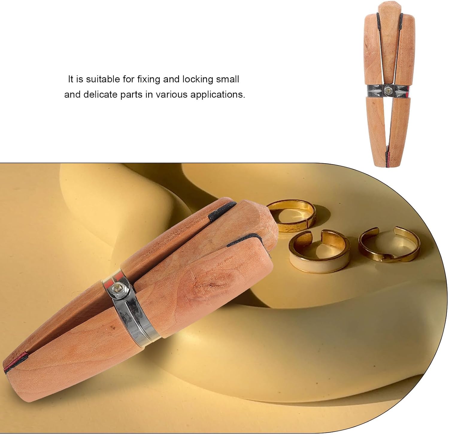 3Pcs Wooden Ring Clamps, 6in Jeweler Stand Pliers Jewelry Ring Vise, Jewelry Clamps Wedge Jeweler Hand Tools Ring Holding Tools for Making File Polishing Grinding Gemstone Setting Rings
