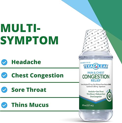 Miniatura 3 de TexaClear® Alivio del dolor y la congestión del pecho | Sin tintes | Multisíntoma | Acción rápida | 8 onzas