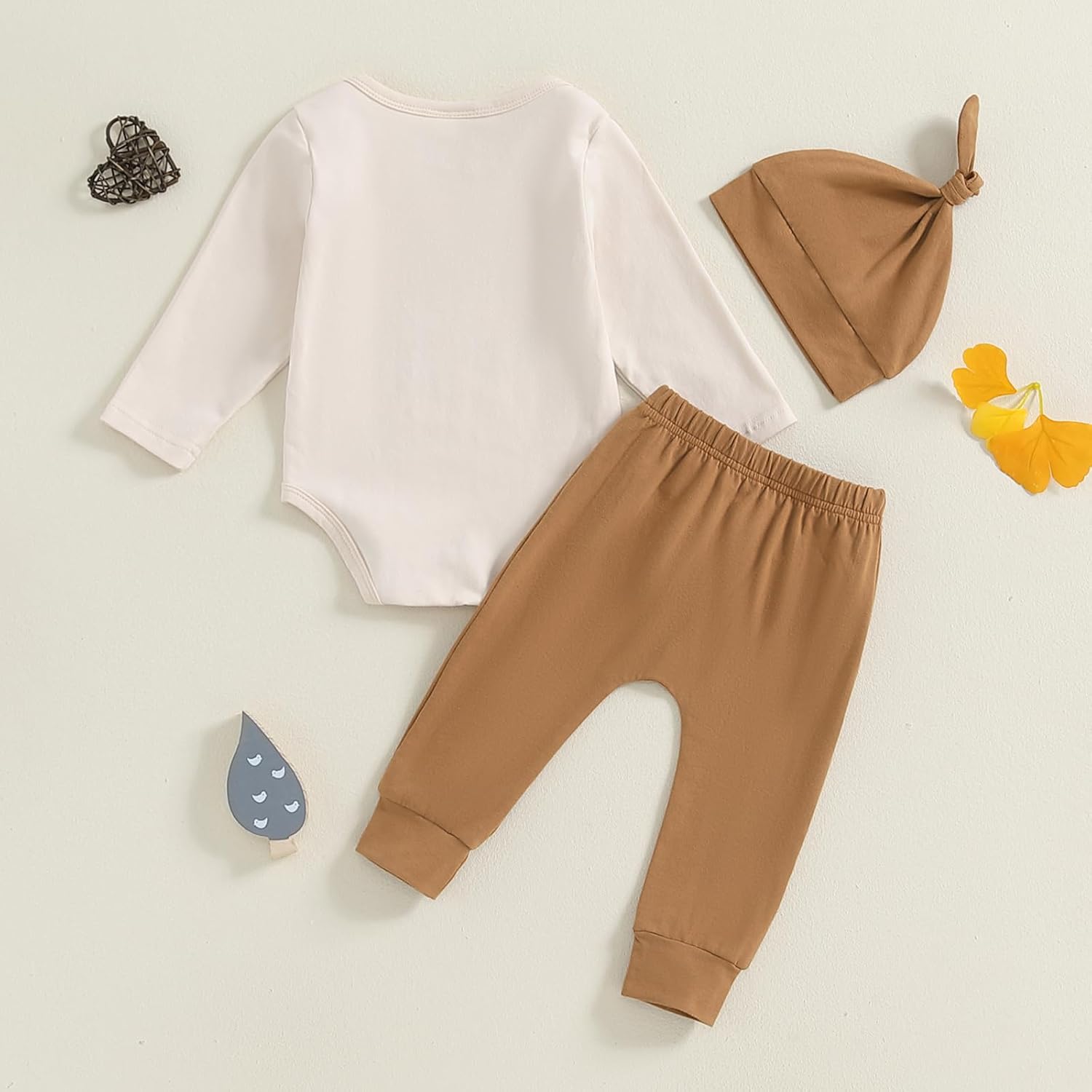 Baby Boys 3Pcs Fall Outfits Long Sleeve Letter Print Romper + Pants + Hat Set Newborn Clothes - Image 8