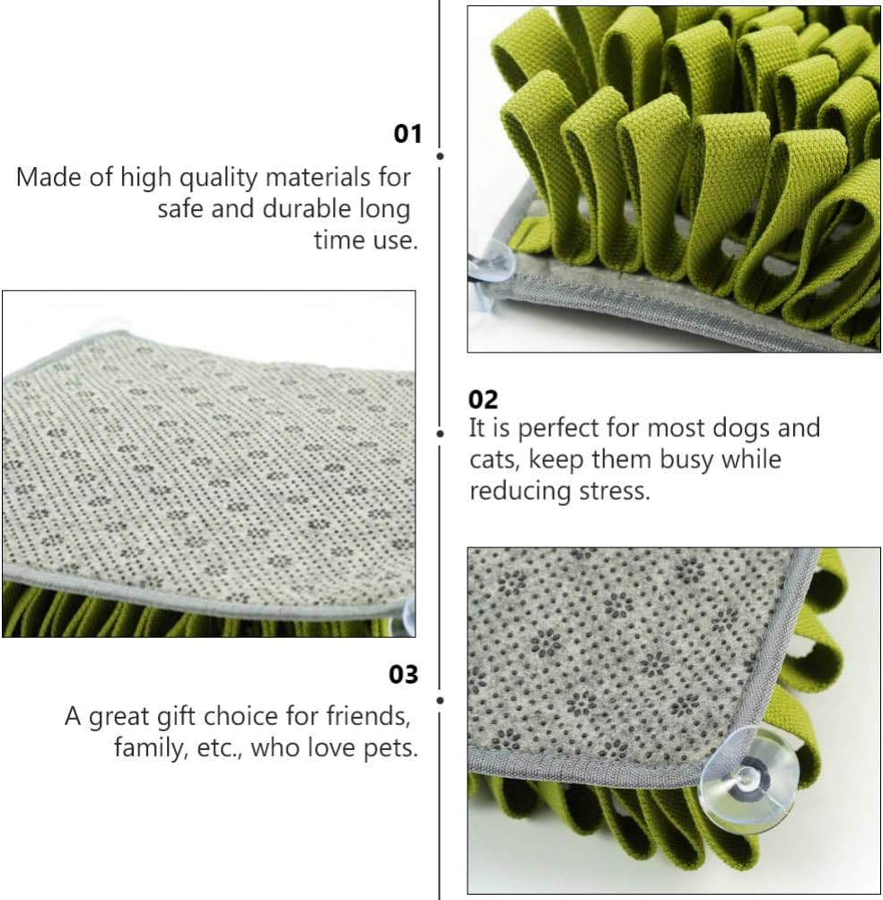 balacoo 1pc Pet Snuffle Feeding Mat for Dogs Interactive Slow Eating Training Blanket Dark Green Reduces Litter Relieves Stress Encourages Natural Foraging Skills Non- Cups