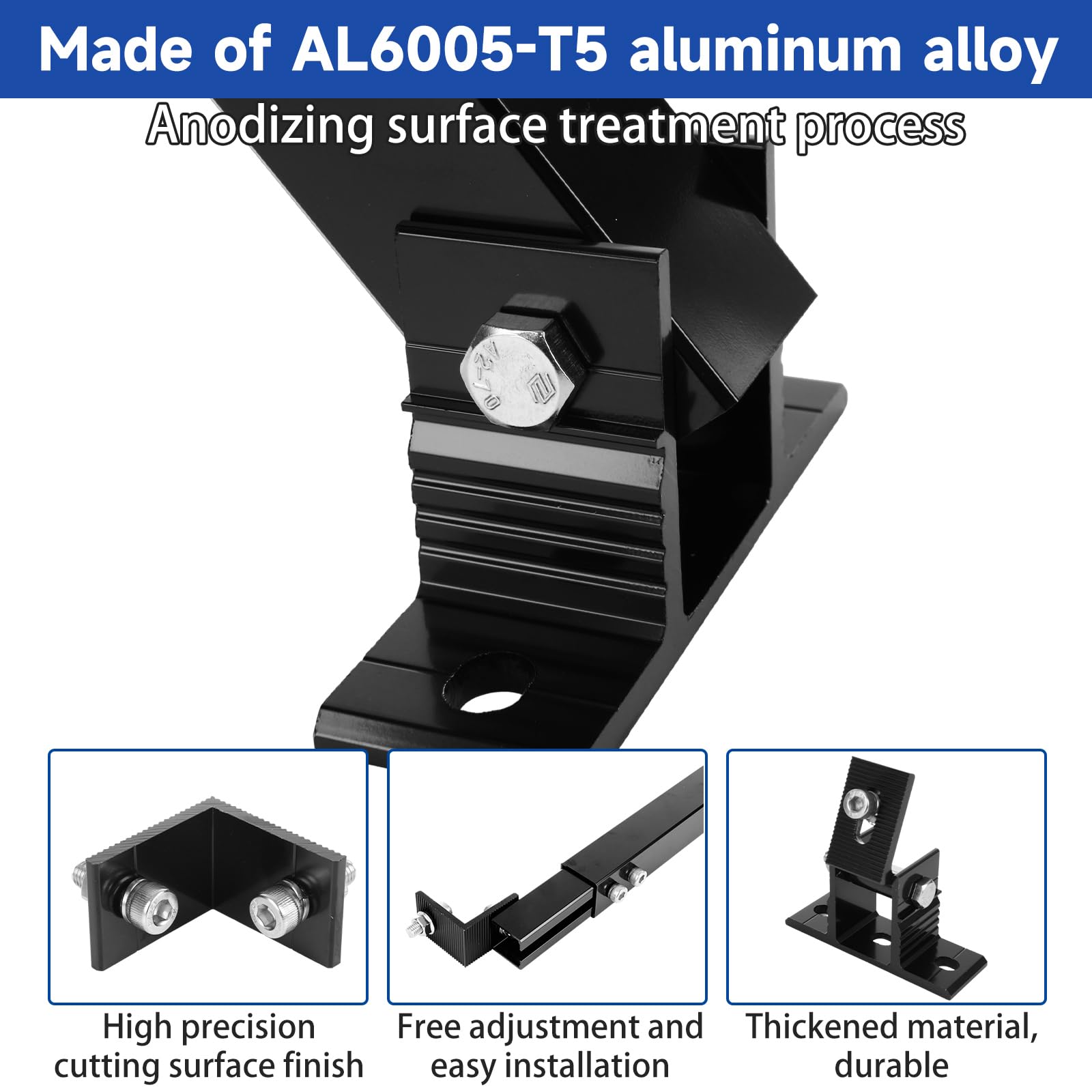 Acrux7 Solarmodul-Halterung, 2er-Set, Aluminiumlegierung, verstellbare Solarmodul-Halterungen, Ständer für 50 W, 70 W, 100 W, 150 W, 200 W, 300 W, 400 W Paneele, Wohnmobil, Dach, Boot, flache