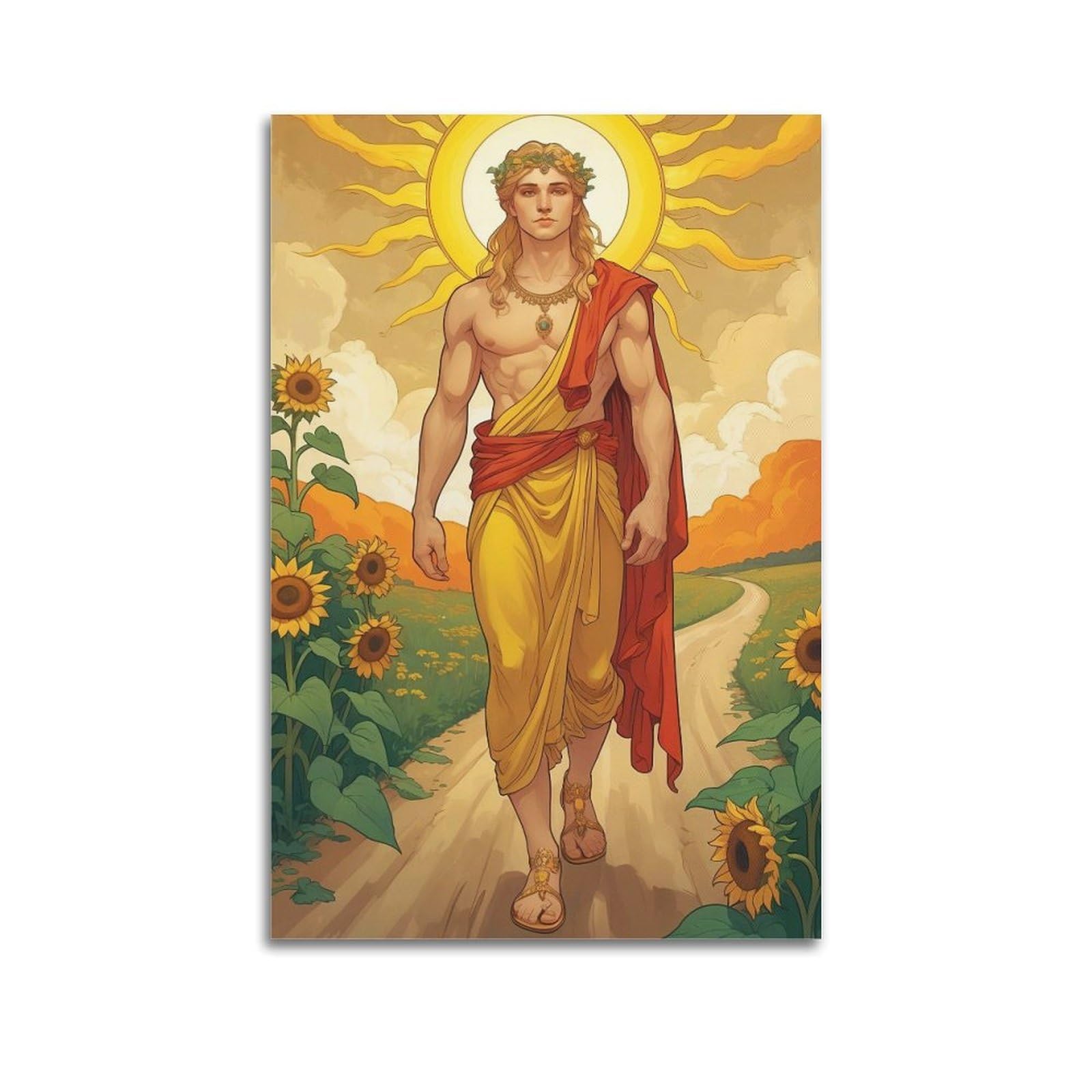 WGJYMX Mythology Man with Halo Illustration Decorative Painting Canvas Wall Posters And Modern Family Bedroom Decor 08x12inch(20x30cm)
