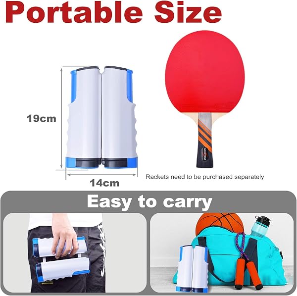 Filet de ping-pong rétractable Sportout avec support, parfait pour une table de ping-pong, un bureau, une cuisine ou une table de salle à manger - 3