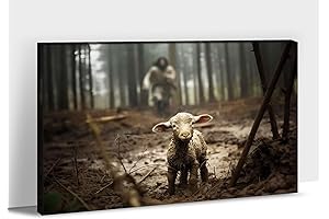 Jesus & Lamb Canvas Wall Art - Lose Lamb Jesus Pastoral Christian Decor