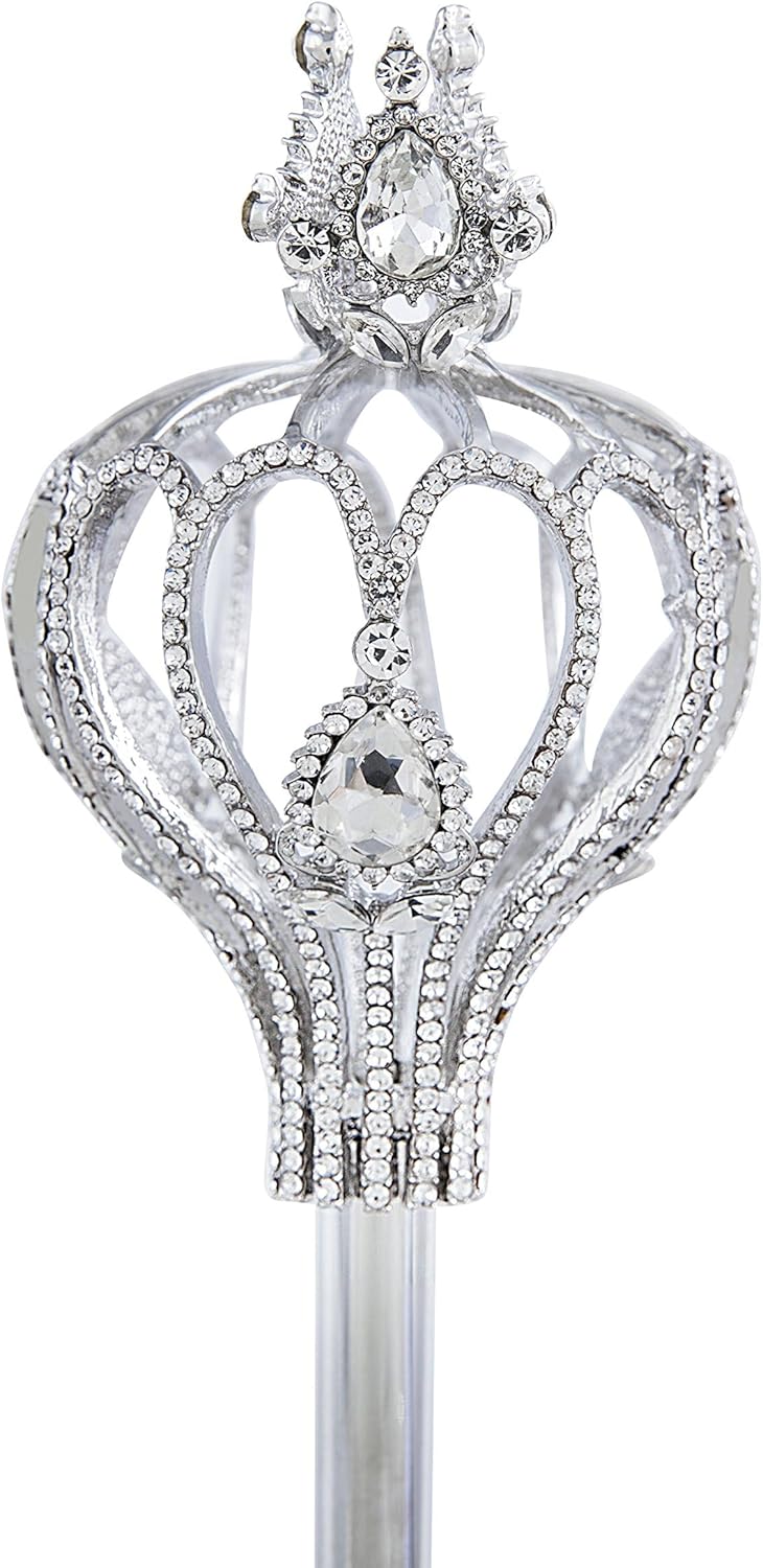 Royal Cross Christmas scepter Magic Party wand pageant Costume Accessory. (Sliver-white）