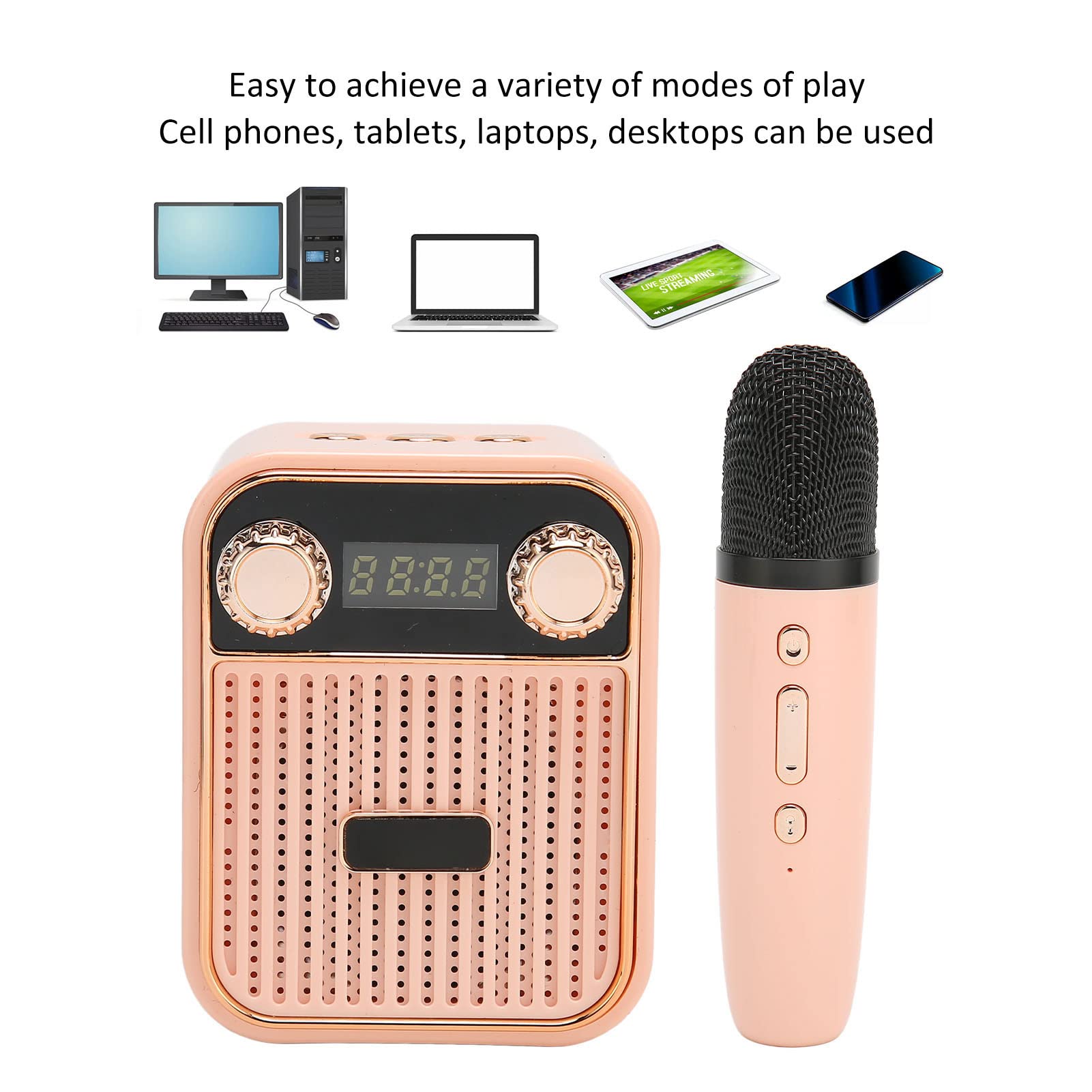 Mini Karaoke Machine per Bambini, Altoparlante Karaoke Bluetooth Portatile con 1 Microfono Wireless, Canzoni Giocattoli Regali di Compleanno per Ragazze 4, 5, 6, 7, 8 Anni Toddler Teens(Rosa)