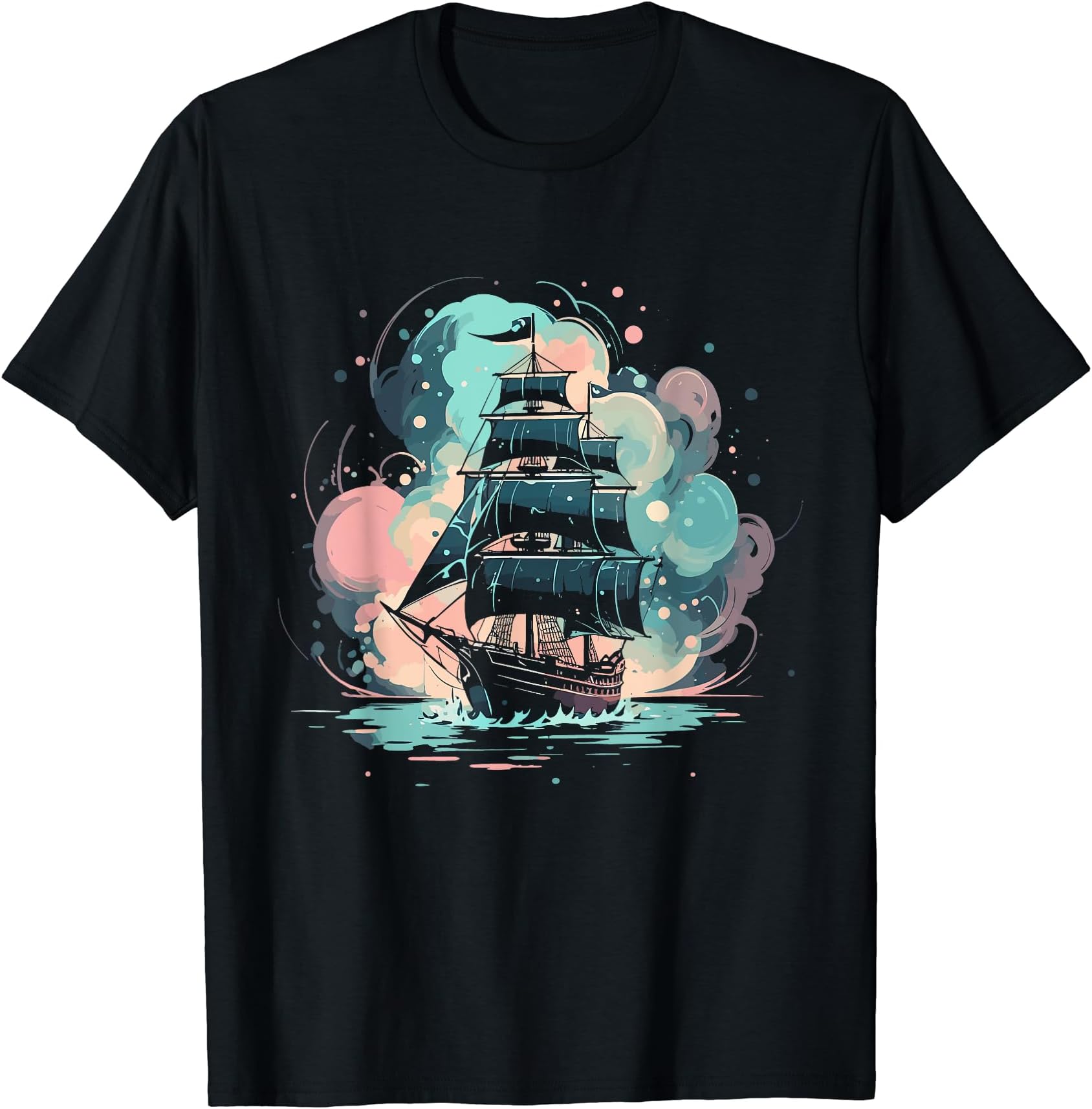 Sailingship Boat Captain ShirtsBeautiful Sailing Ship Sailboat Captain Ink Painting Style T-Shirt