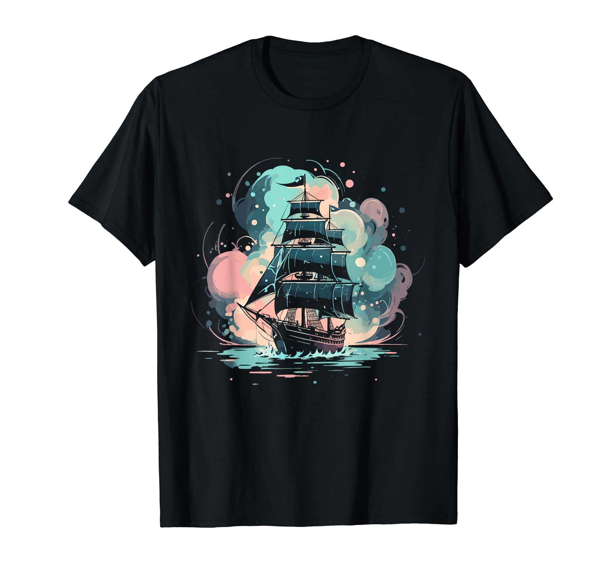 Sailingship Boat Captain ShirtsBeautiful Sailing Ship Sailboat Captain Ink Painting Style T-Shirt