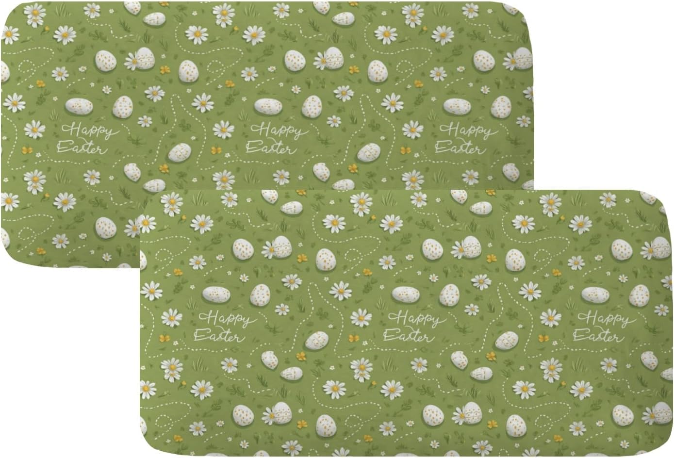 Green Art Daisy Easter Eggs Loveseat Covers Couch Covers for 2 Cushion Couch, 2-Piece Stretch Sofa Slipcovers Anti-Slip Washable Furniture Protectors for Dogs Pets