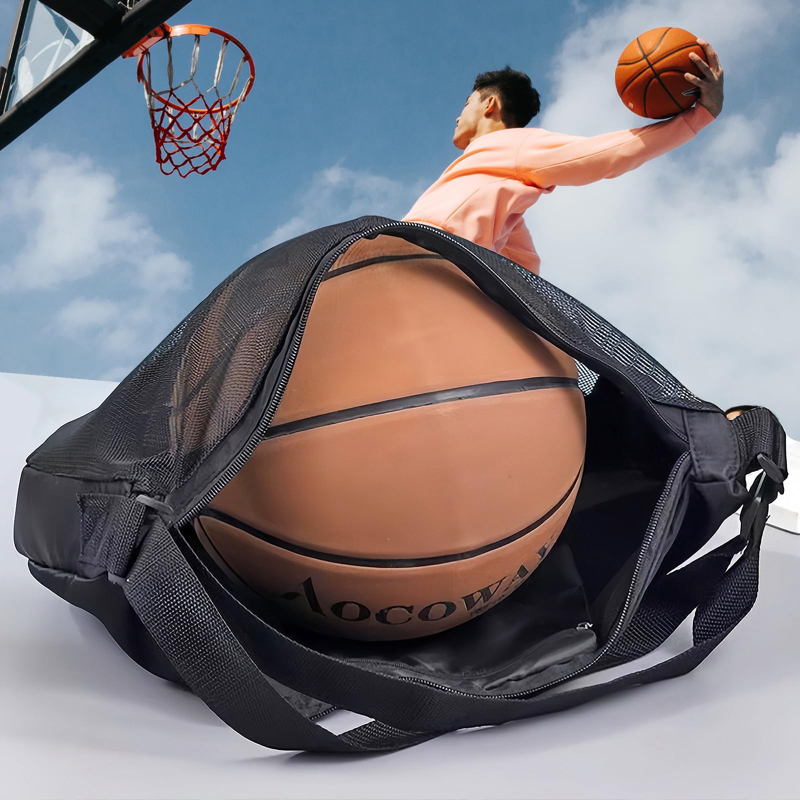 Sac à Dos de Basketball, Sac à Balles, Accessoires de Basketball, Filet de Ballon de Football, Grand Capacité Basket-Ball Bag, Filet Ballon pour Basket-Ball Football Tennis Volleyball Rugby