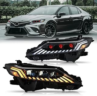 New Front Lamp Compatible with 2010-2024 Toyota Camry SE LE TRD XSE XLE Nightshade Hybrid 6th 7th 8th Gen Accessories Custom Replacement (H3E 18-24 All Trims AD Style)