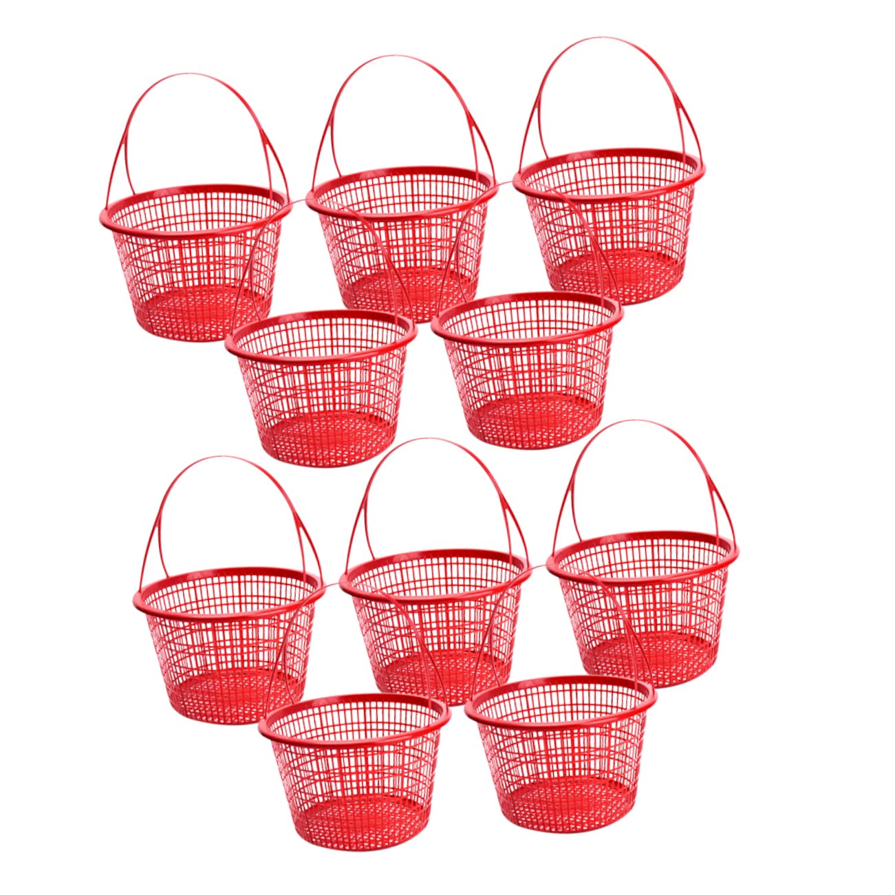 MERRYHAPY 10pcs Fruit Picking Basket Hamper Baskets Basket with Handle Shower Basket Cherries Picking Basket Mini Storage Basket Bathroom Basket Garden Basket Round Red Picnic Basket Plastic