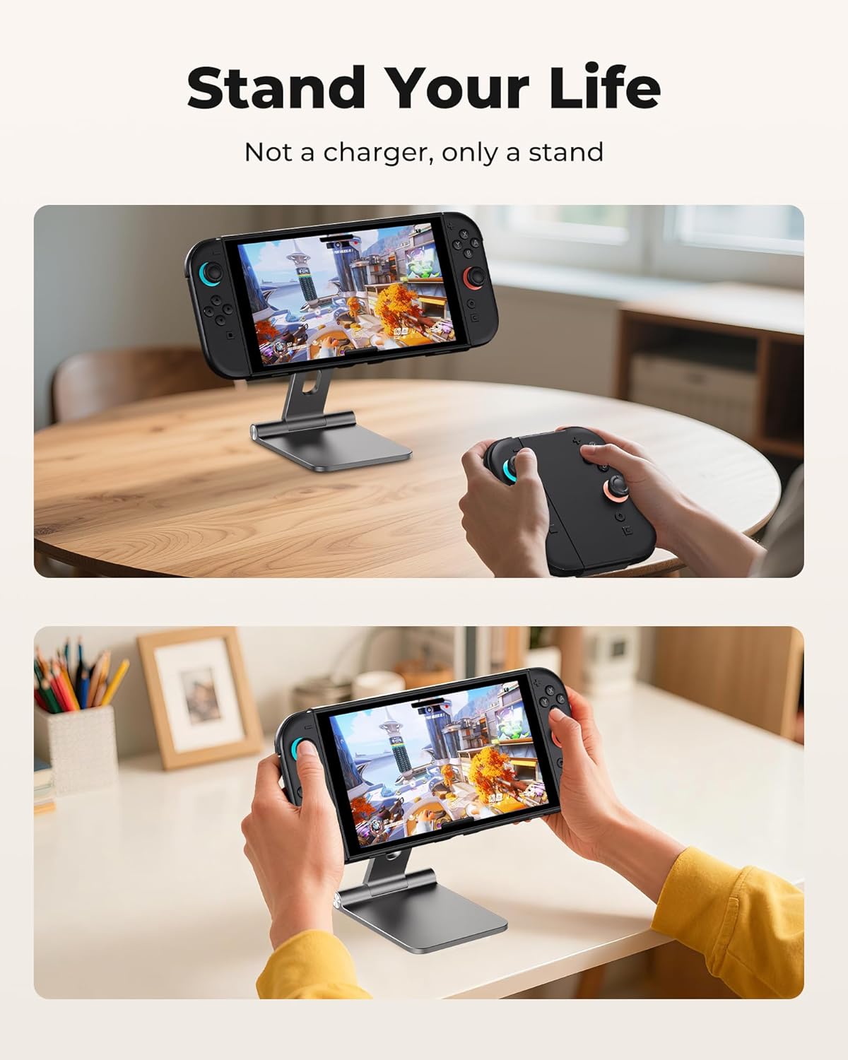 Antank Foldable Magnetic Stand Compatible with Switch 2 & Mag-Safe, Portable Phone Stand Holder for Desk, Aluminum Alloy Adjustable Phone Stand Mount for Switch 2, for iPhone 17/16/15/14/13/12