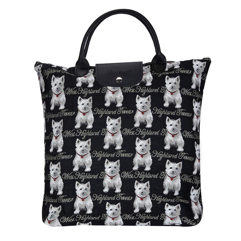 Signare Folding Re-Usable Shopping Fold Away Bag (Westie)