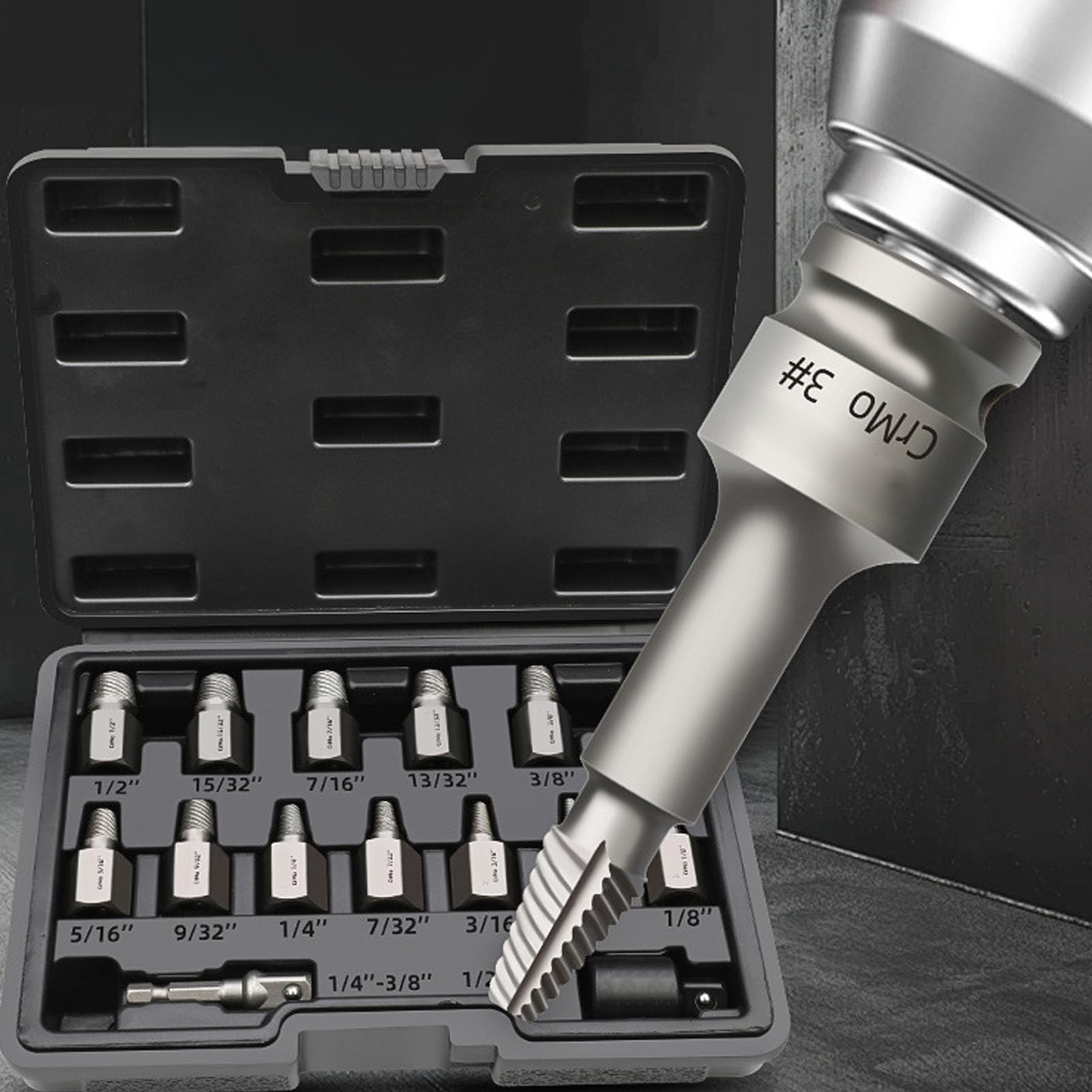 Juego de extractores de Tornillos de 9 Piezas de 3/8" con Cabeza Hexagonal, fácil de extraer, para extraer Pernos Rotos, oxidados y espárragos.