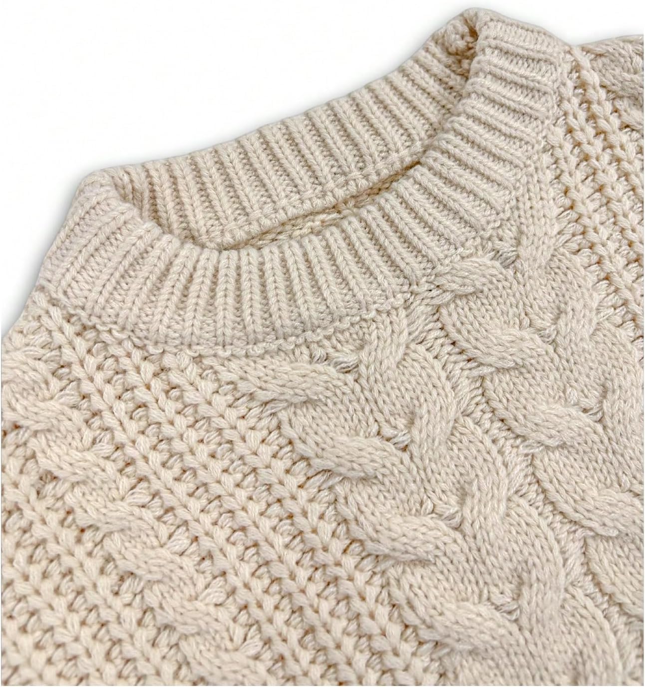 Women's Oversized Cable Knit Sweater Crewneck Long Sleeve Pullover Sweaters Fall Jumper Top - Image 6