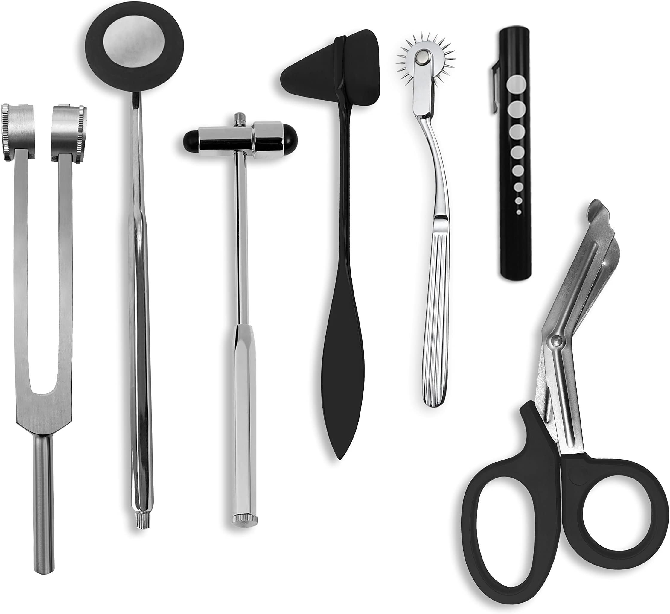 7 pcs Neurological Percussion Set, Reflex Taylor Buck Hammer Pinwheel Diagnostic Kit for Nurses, EMS, Medical Students, Clinical