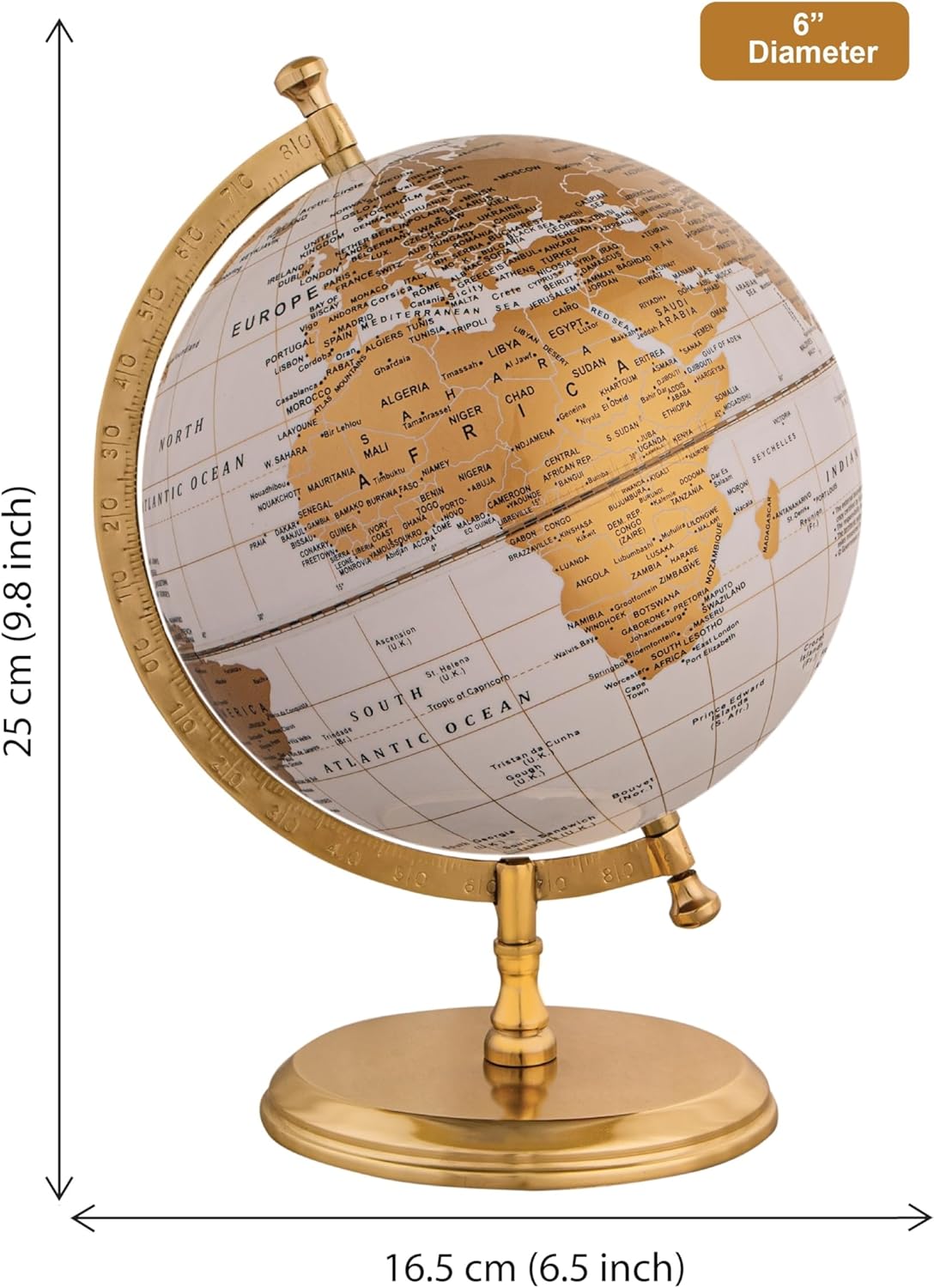 WINNER'S Prime SINGLE JOINT Globe | Height 22.5 Cm (9 Inch) Dia 15 Cm (6 Inch) with Metal Arc & Base | Educational & Decoravtive Globe (GP606)