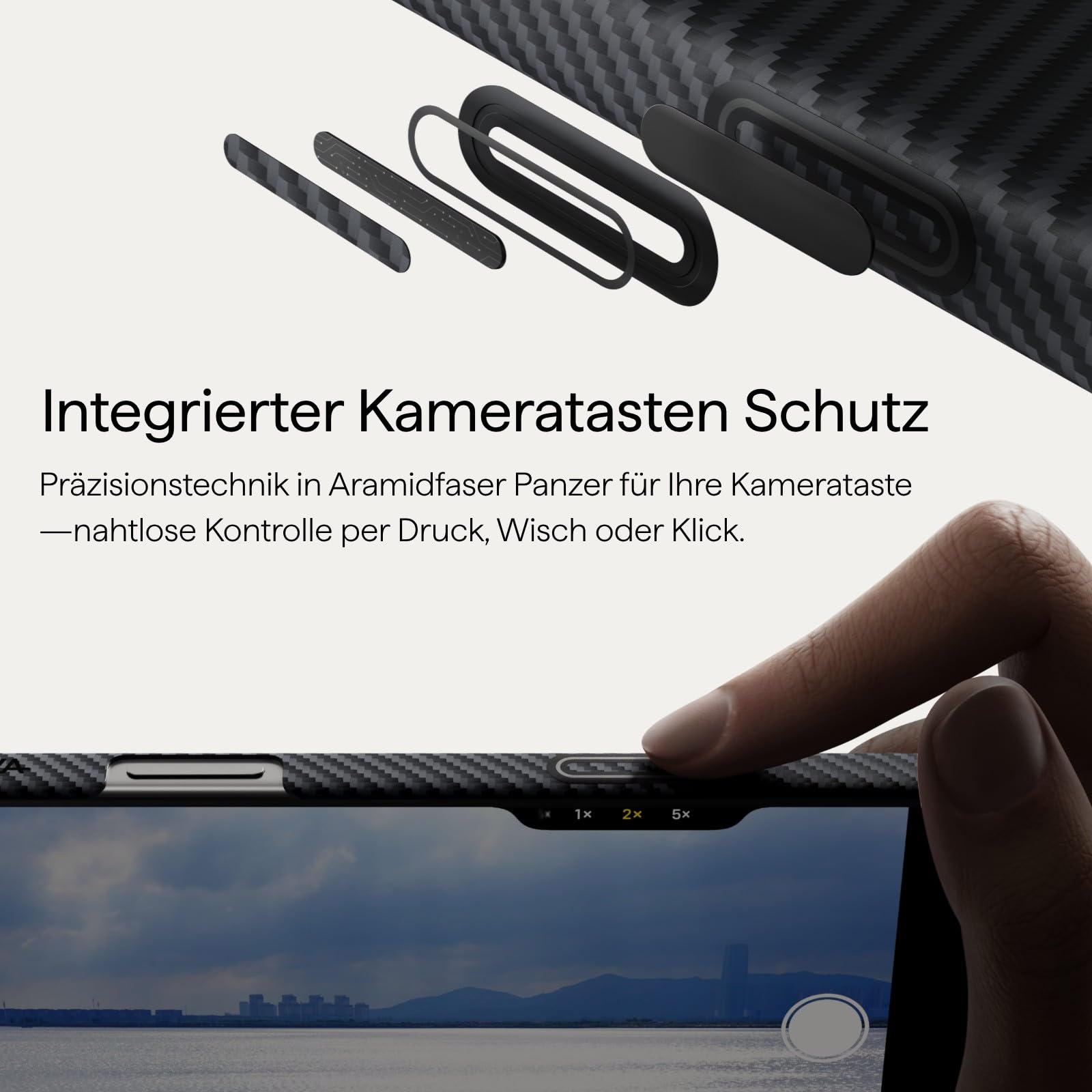 pitaka Ultradünne Hülle für iPhone 17 Pro aus Aramidfaser Schwarz/Grau | Aramidfaser Hülle 0,9mm dünn mit Kamerasteuerung Magsafe-kompatibel Slim Minimalistisch für Business & Alltag