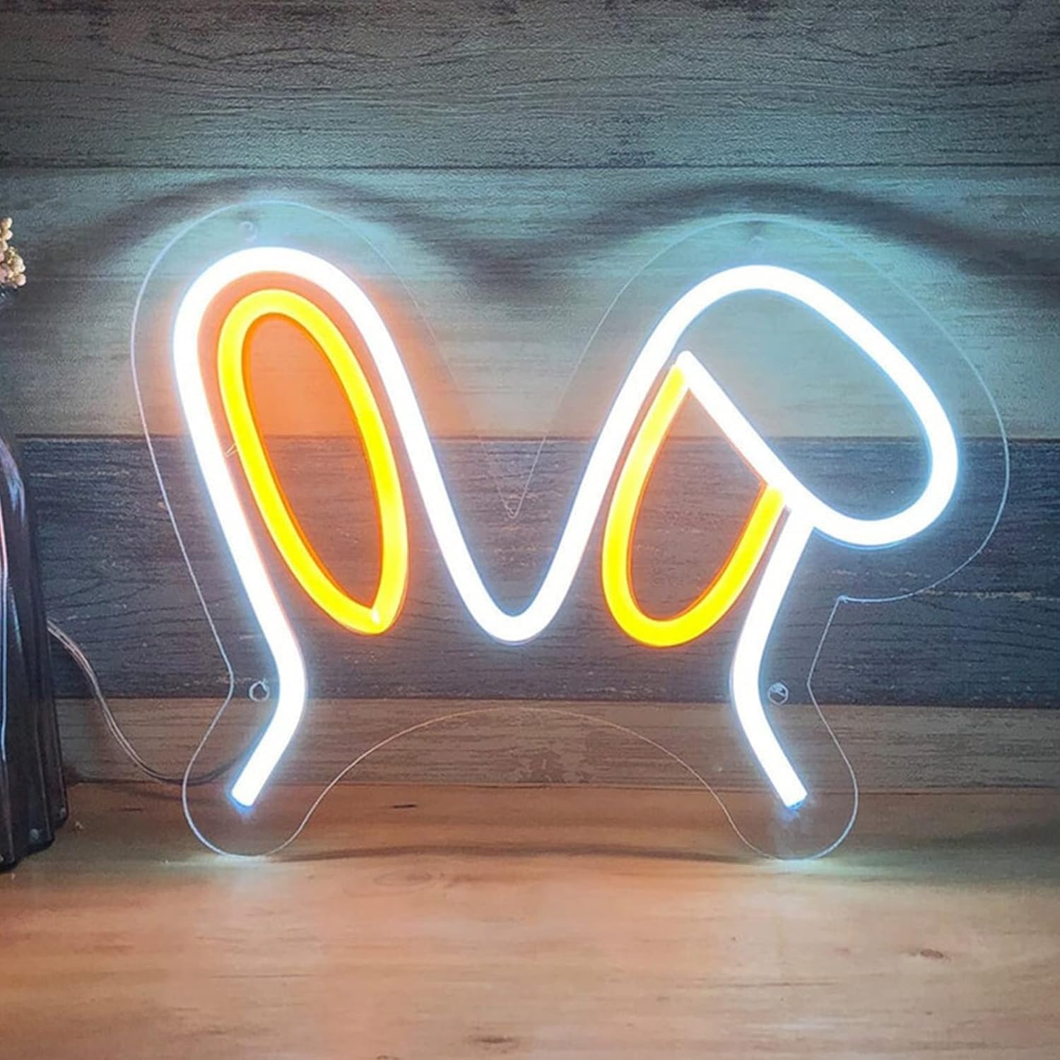 KIJyfgTR Rabbit Ears Shape Neon Light, LED Wall Decor Lights Home Decoration Hanging Art Neon Signs for Bedroom 55 * 35cm