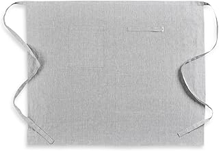 Solino Home Linen Bistro Server Apron - Extra long ties with Pockets - 100% Pure Linen Midi Half Apron for Men and Women