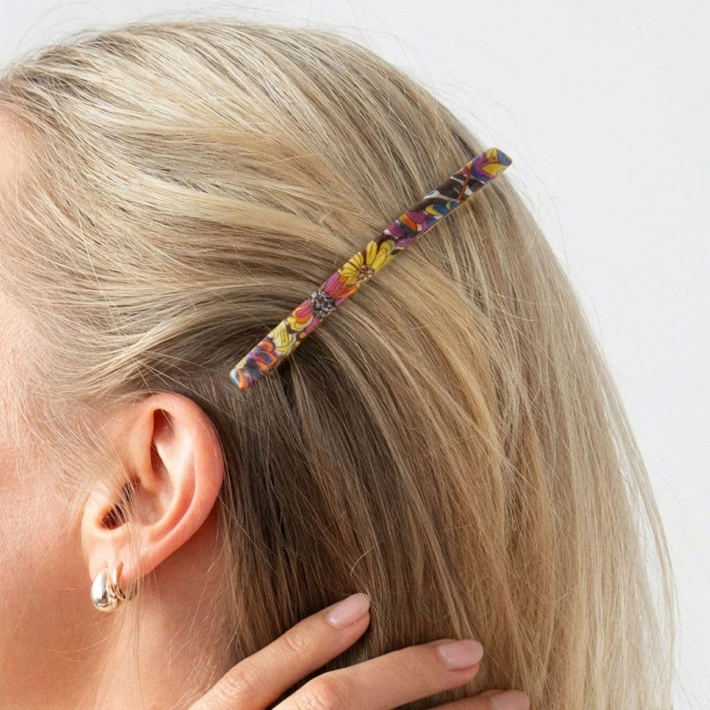 France Luxe Long and Skinny Barrette - Splash Garden Purple/Yellow
