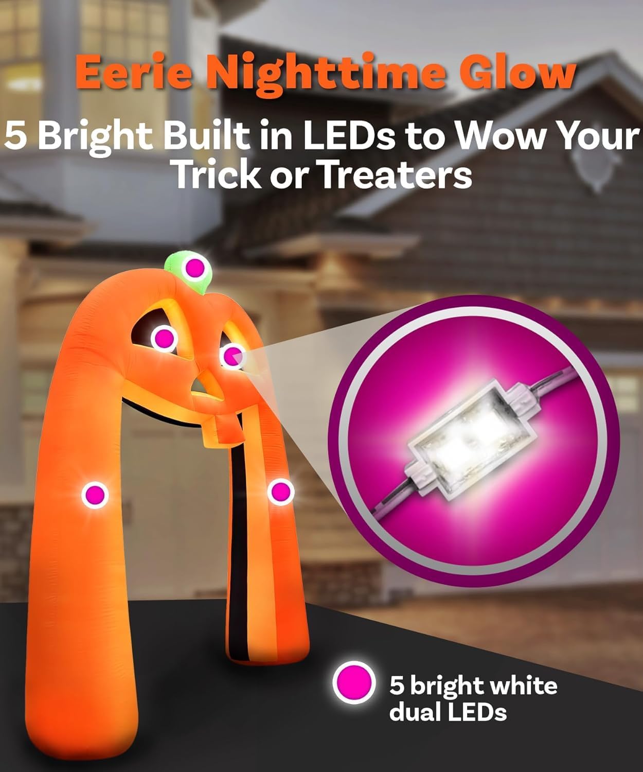 10FT Halloween Inflatables Pumpkin Archway, Halloween Pumpkin Inflatable Built-in 5 LEDs for Halloween Inflatables Outdoor Decoration Blow up Pumpkin Arch for Party Haunted House