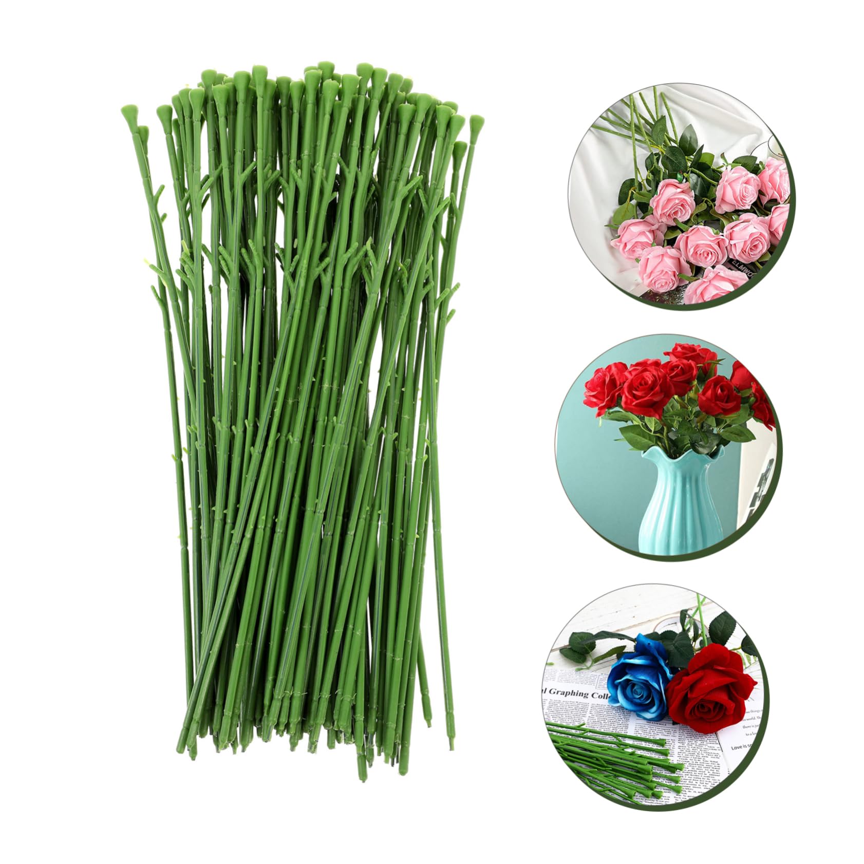Tofficu 150 Pezzi Artificiale Verde Flessibile per Composizioni Fai da Te Corto per Decorazioni Bouquet e Creativo
