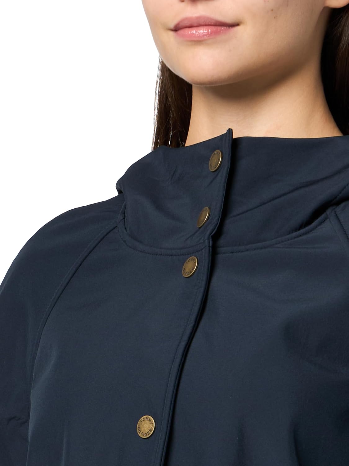 Tommy Hilfiger Women's Snap Front Softshell Aline Raincoat