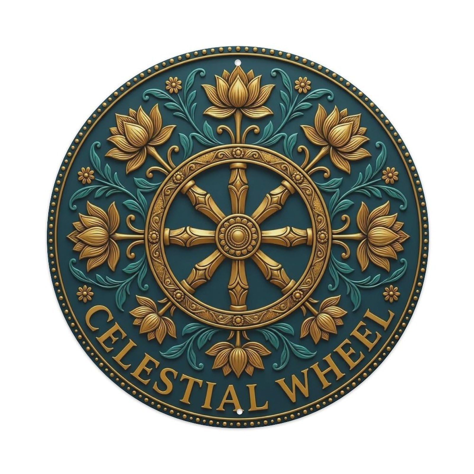 Vintage Celestial Wheel Flower Zen Yoga Metal Tin Sign