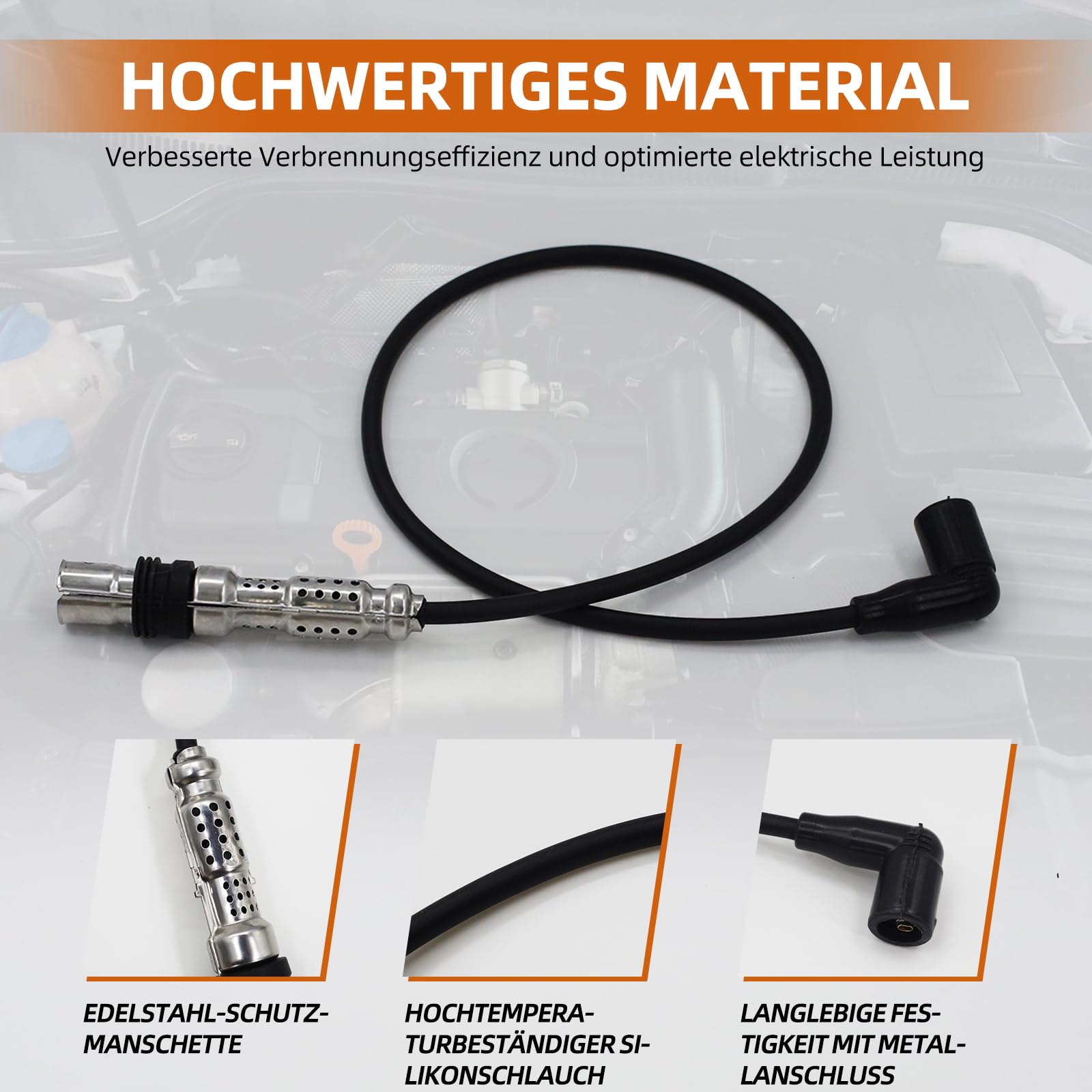 Cewka zapłonowa i zestaw kabli do Touran, Golf 5 Plus, Golf 6, Beetle, Caddy, Polo, A1 8X, A3 8P, Altea, Ibiza, Leon, Toledo, Fabia, Octa-via, Rapid, Roomster 1.2 TSI