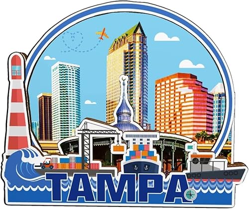 Imán de madera para nevera de Tampa, Florida, Estados Unidos, Monumentos en 3D, recuerdos coleccionables, decoración hecha a mano -1859