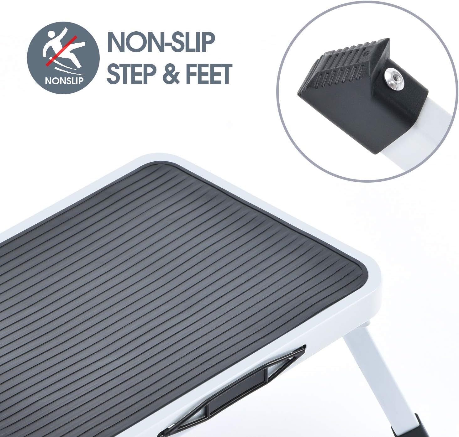 TOOLF Step Ladder, Folding One Step Stool with Non-Slip Rubber Mat, Lightweight Steel, Sturdy and Wide Pedal Foot Stool for Kids Adults Seniors at Kitchen, Office, Home, Holds up to 200LB