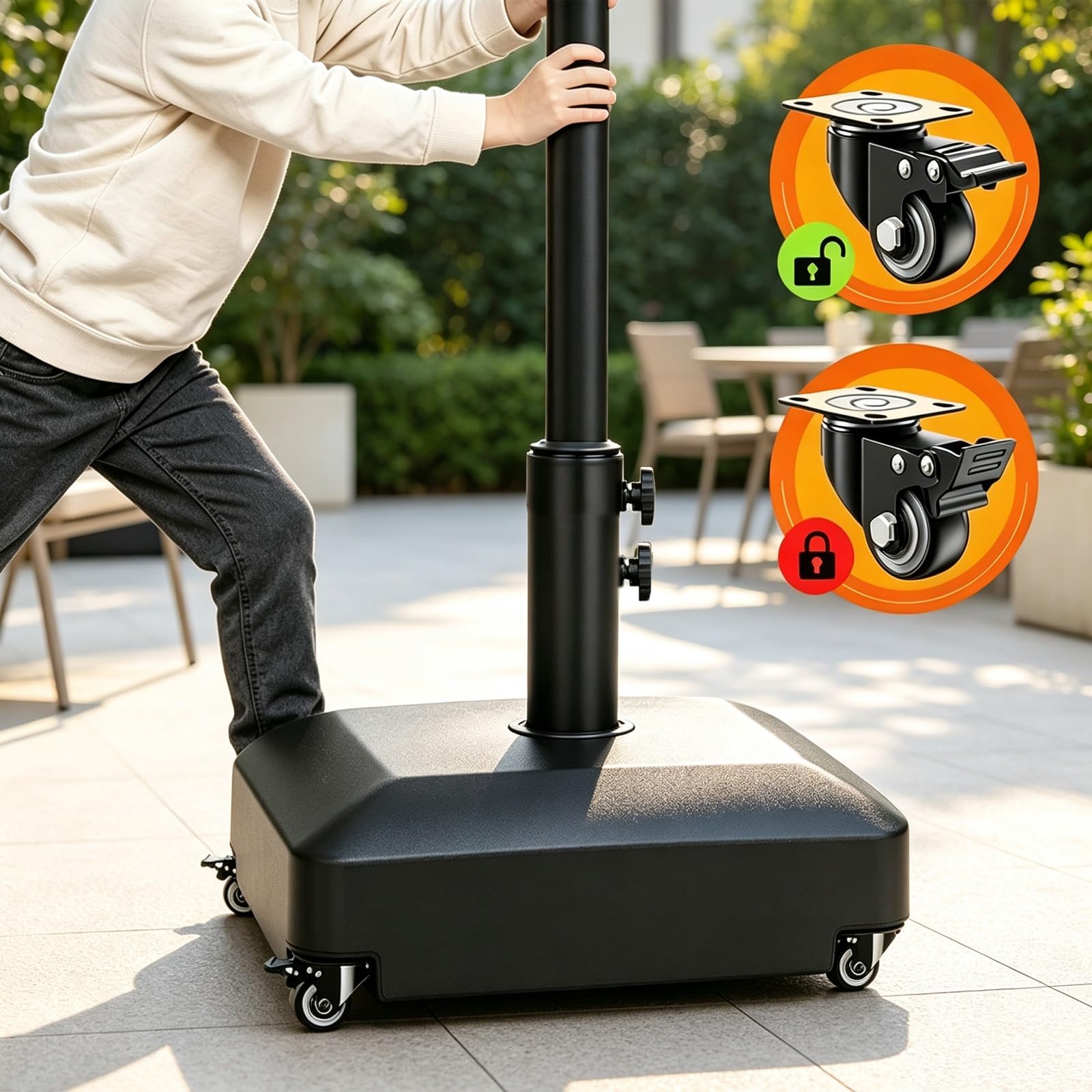Questo Supporto per ombrellone appesantito, Base per ombrellone con rotelle