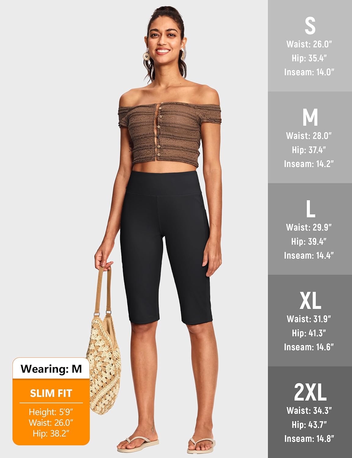 ISEEGZ 14"/ 18" Capri Pants for Women High Waist Women's Yoga Capris Stretch Summer Athletic Workout with Pockets - Image 6