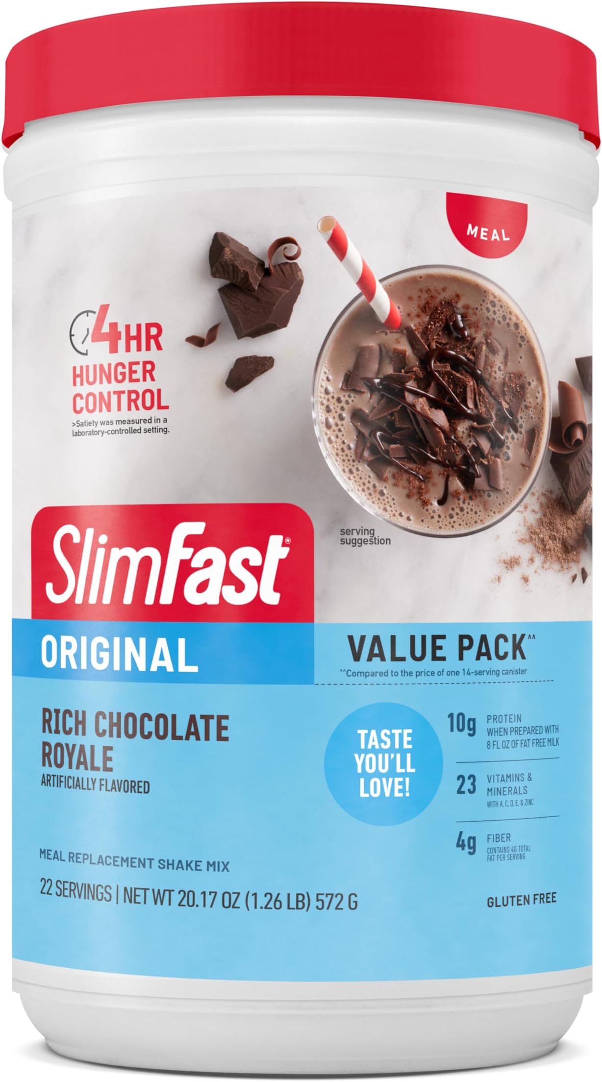 Meal Replacement Powder, Original Rich Chocolate Royale, Weight Loss Shake Mix, 10g of Protein, 22 Servings