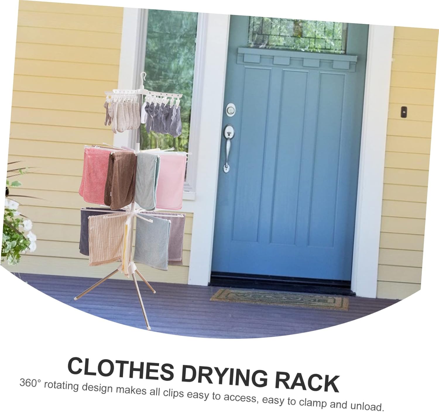 Folding Clothes Drying Rack Non-Slip Rods Air Drying Stand for Clothes Towels and Diapers Space-Saving Laundry for Indoor and Outdoor Use