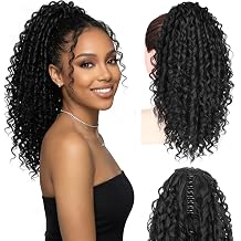 16 Inch Black Pony Tails Hair Extensions - Soft Spring Curls Hair Extensions Ponytail, Claw Clip Ponytail Extension, Natural Clip on Ponytails For Women, Synthetic Clip in Ponytail Color Black