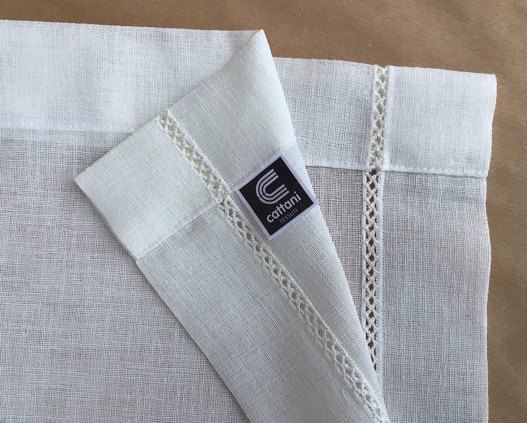 Tende tendine a pannello a vetro per finestra e porta su misura larghezza da 30 a 120 tessuti bianco effetto lino lunghezza personalizzata art.sonia (65x135 cm)
